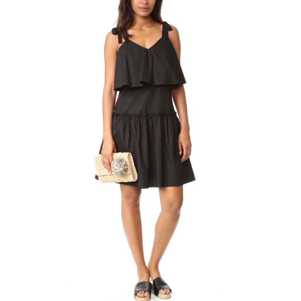 100% Cotton Anthropologie English Factory Ribbon Tie Strap Ruffle Dress